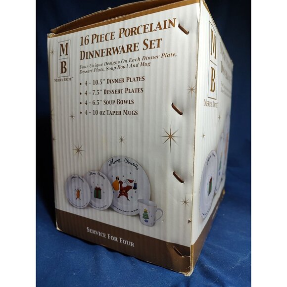 Merry Brite 4 Piece Porcelain Dinnerware Set Santa Claus Pattern,  Vintage - Picture 10 of 10